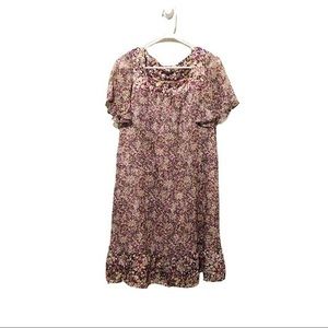 Square Neck Multi Media Floral Print Dress